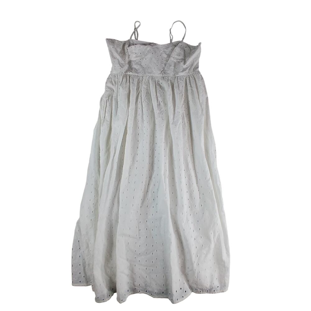 A New Day Dress Women Medium White Midi Spaghetti Strap Eyelet Sundress NWT